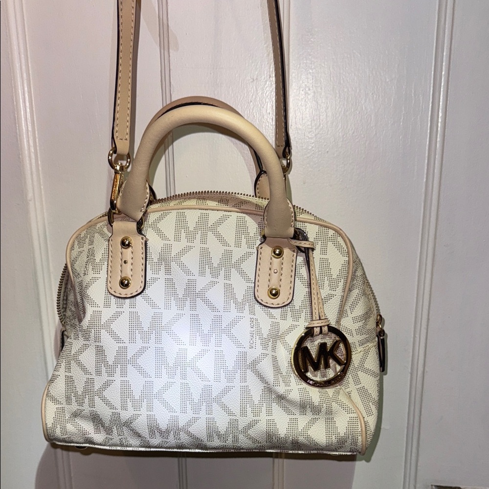 Michael Kors Cream and Tan Satchel